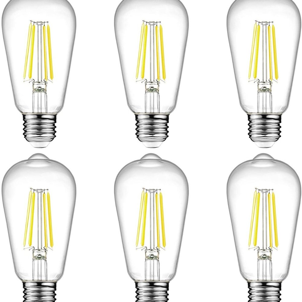 Ascher Vintage LED Edison Bulbs, 6 Pack